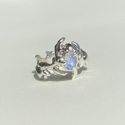 Mini KHAOS sterling silver and Moonstone ring XIV