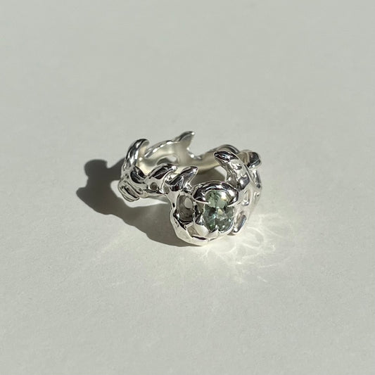 Mini KHAOS sterling silver and Prasiolite ring XXIV