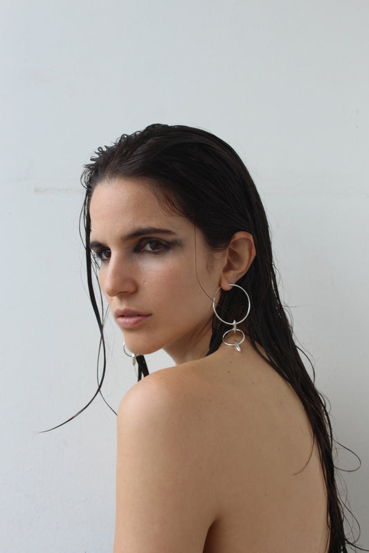 QUARTZ sterling silver hoop earrings II