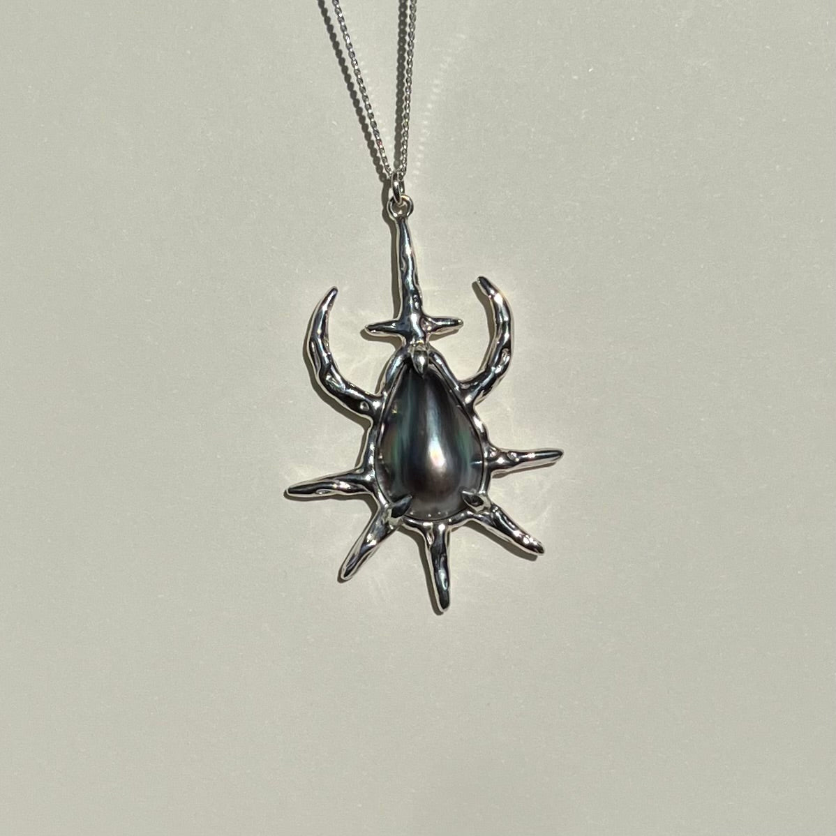 ASTROS sterling silver and aubergine Mabe pearl OOAK necklace