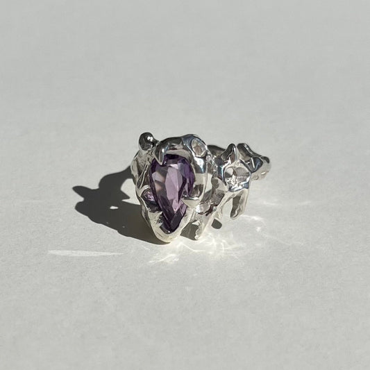 KHAOS sterling silver and Amethyst ring III