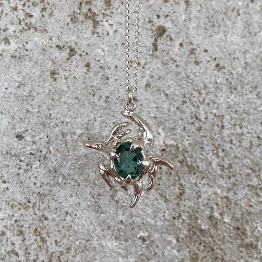 Maxi KHAOS sterling silver and blue green tourmaline necklace II