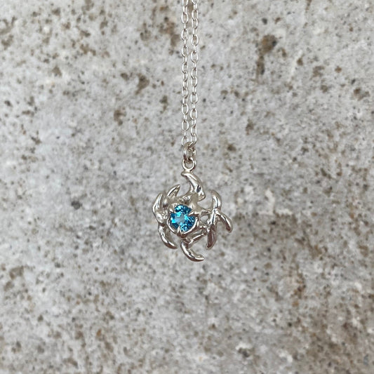 Mini KHAOS sterling silver and Swiss Blue Topaz adjustable necklace I