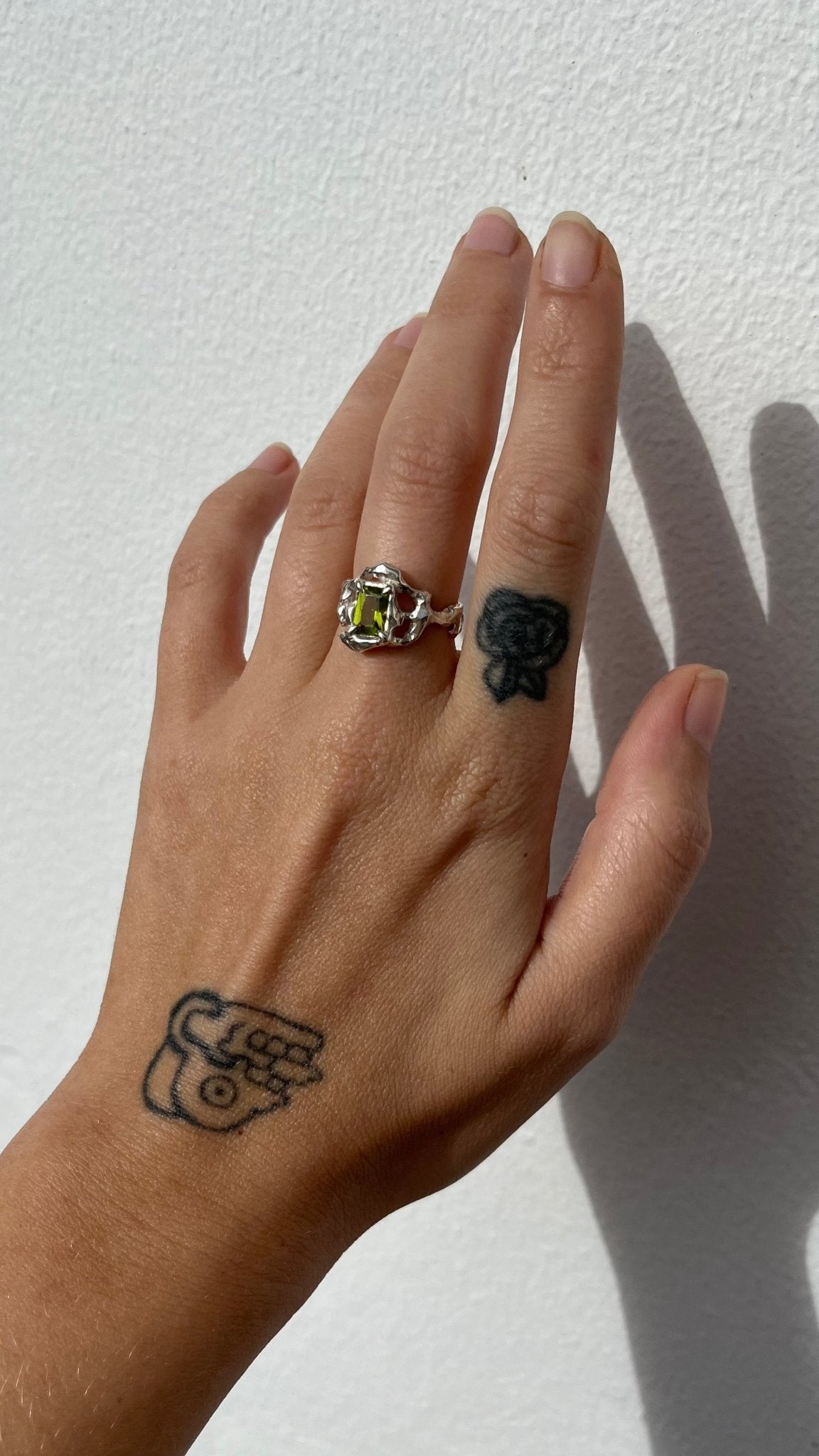 KHAOS sterling silver and Peridot ring II