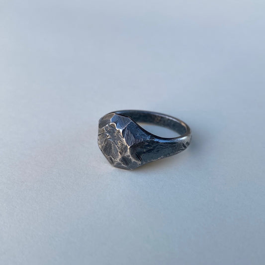 TEKTITE patinated sterling silver ring II