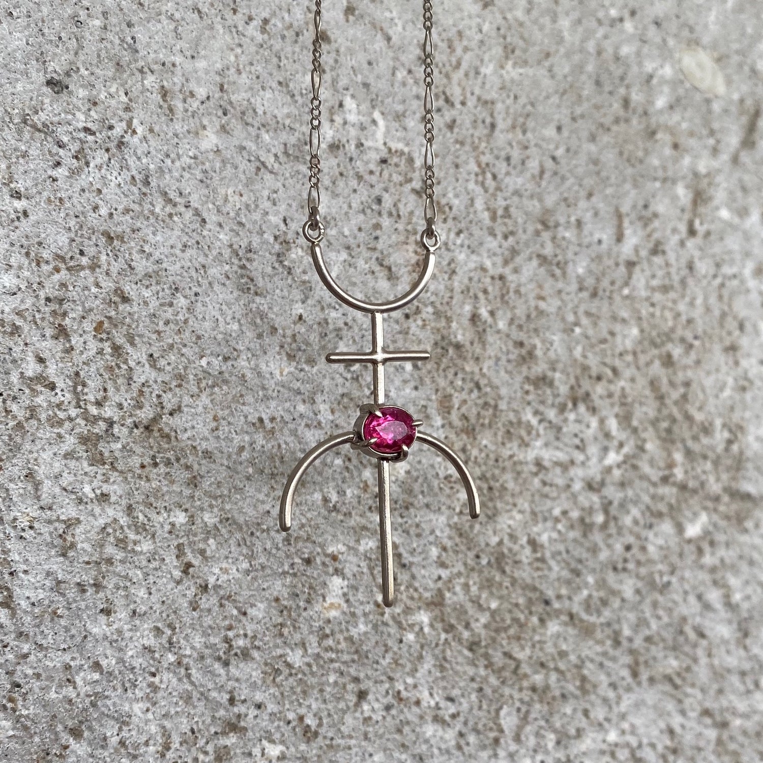 ASTROS SYMBOLS sterling silver and pink tourmaline necklace