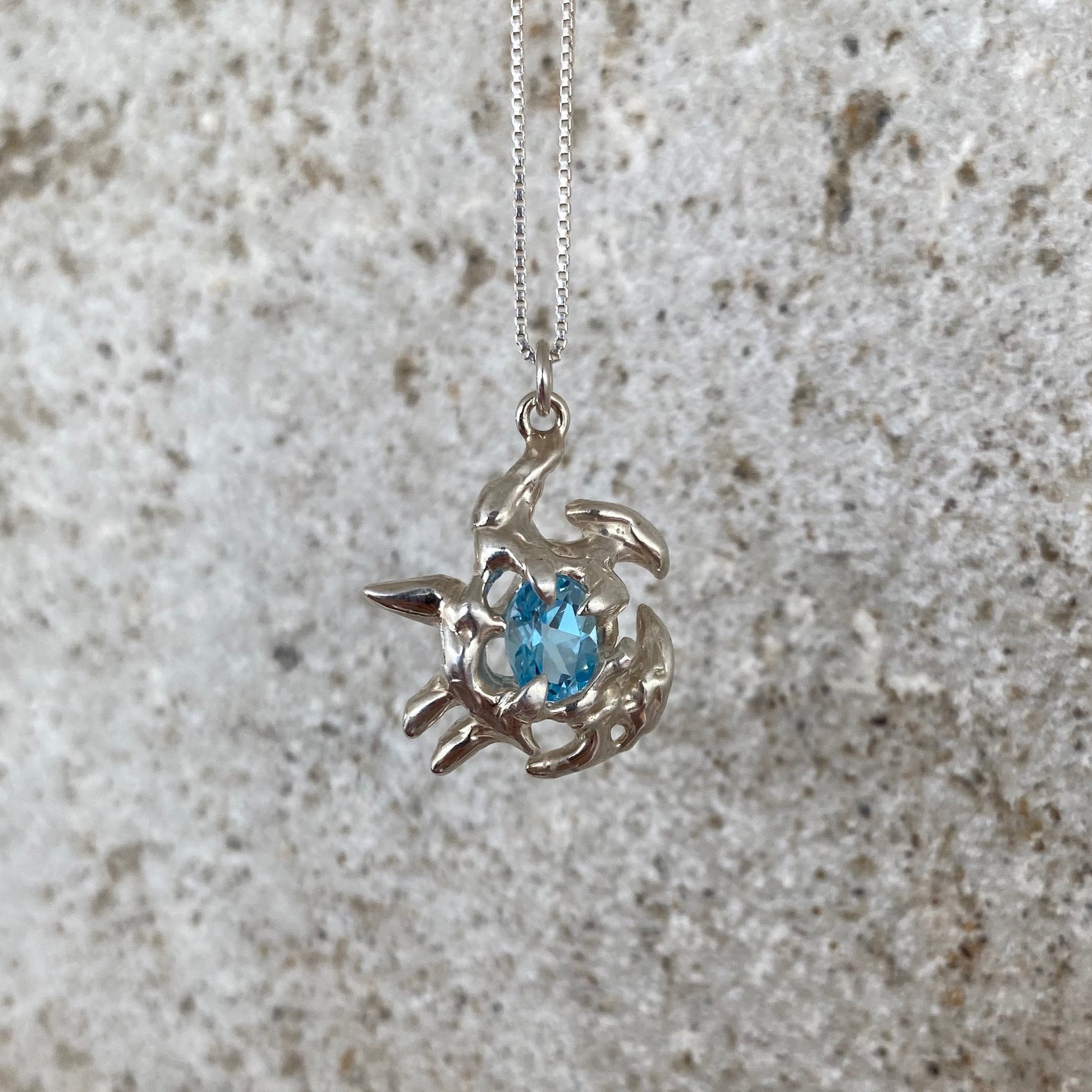 KHAOS sterling silver and Swiss Blue Topaz Necklace V