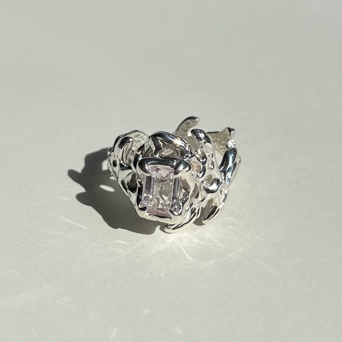 KHAOS sterling silver and Kunzite ring XII