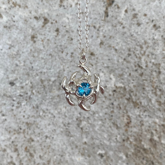 Mini KHAOS sterling silver and Swiss Blue Topaz adjustable necklace I