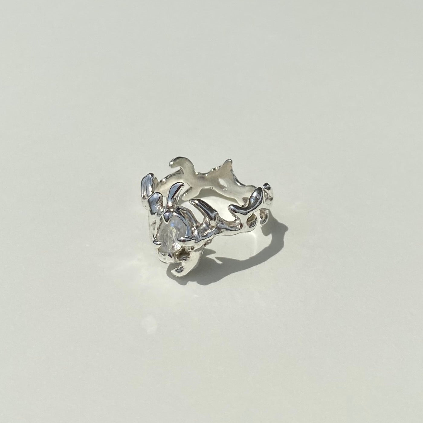 Mini KHAOS sterling silver and Moonstone ring XIV