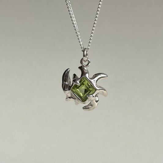 Mini KHAOS sterling silver necklace with square cut gemstone