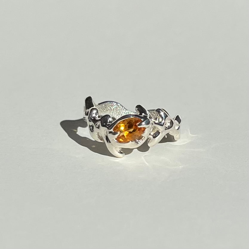 Mini KHAOS sterling silver ring with oval cut citrine gemstone