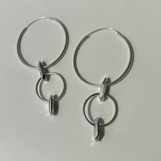 QUARTZ sterling silver hoop earrings II