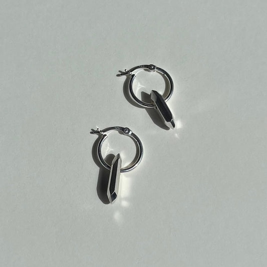 QUARTZ sterling silver hoop earrings I