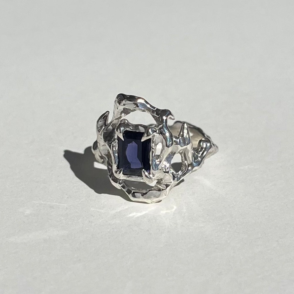 KHAOS sterling silver and Iolite ring I