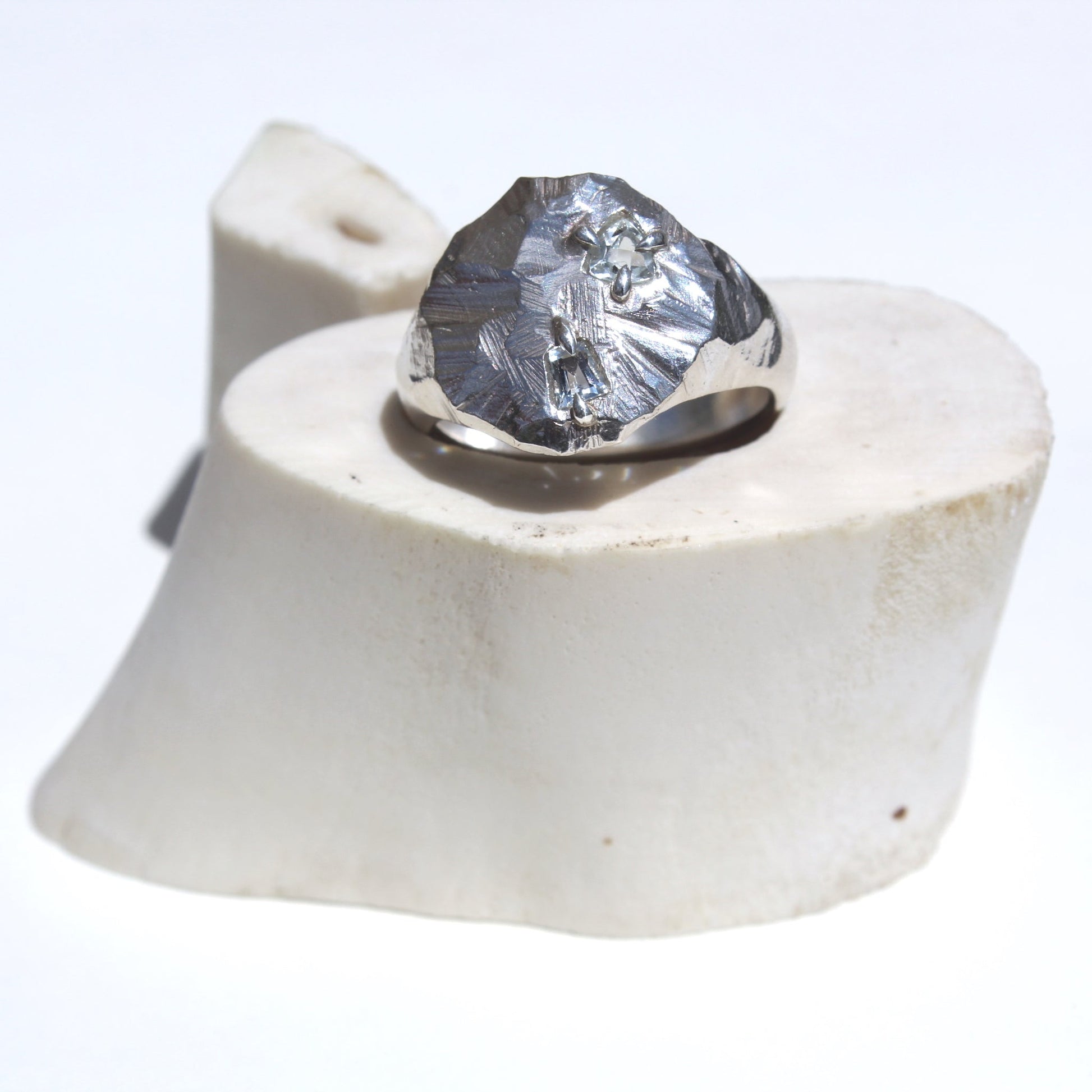 SILEX sterling silver and aquamarines ring II