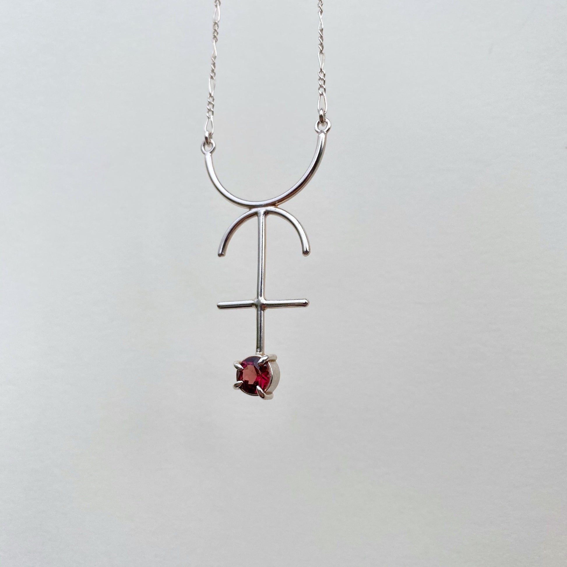 ASTROS SYMBOLS sterling silver and pink Tourmaline necklace II