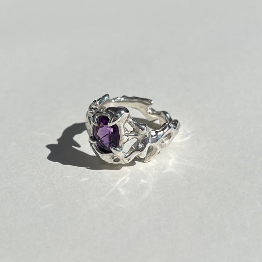  KHAOS sterling silver and oval Amethyst ring VI