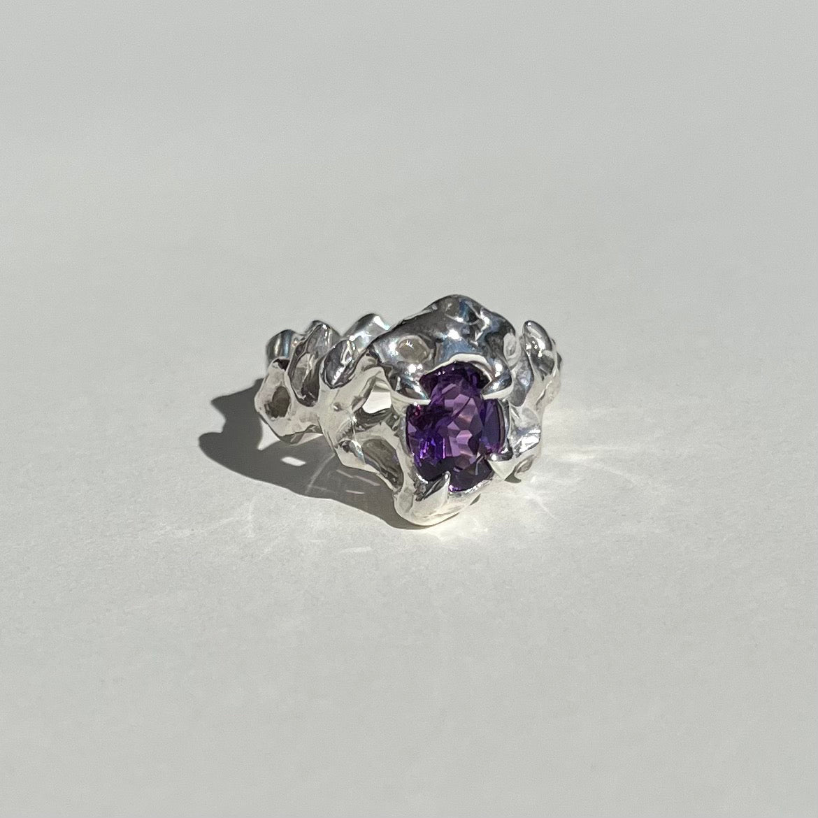  KHAOS sterling silver and oval Amethyst ring VI