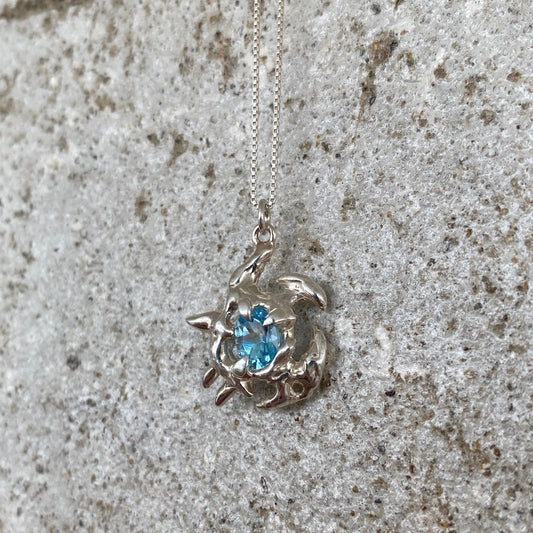 KHAOS sterling silver and Swiss Blue Topaz Necklace V