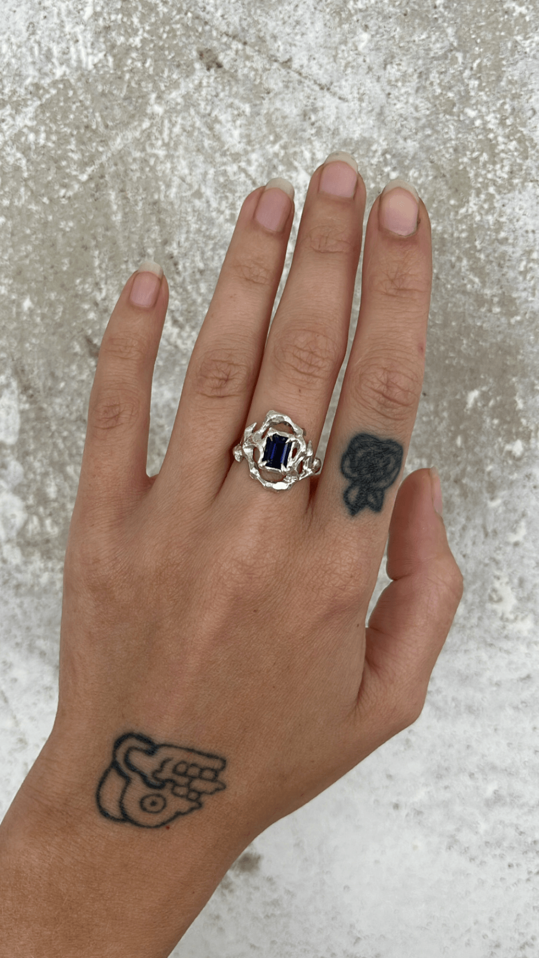 KHAOS sterling silver and Iolite ring I