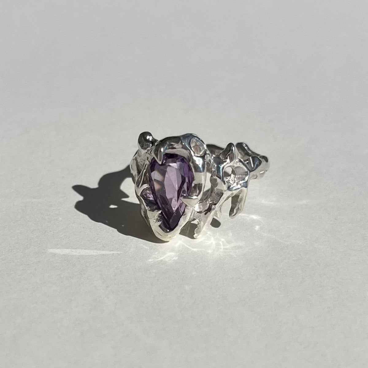  KHAOS sterling silver and Amethyst ring III