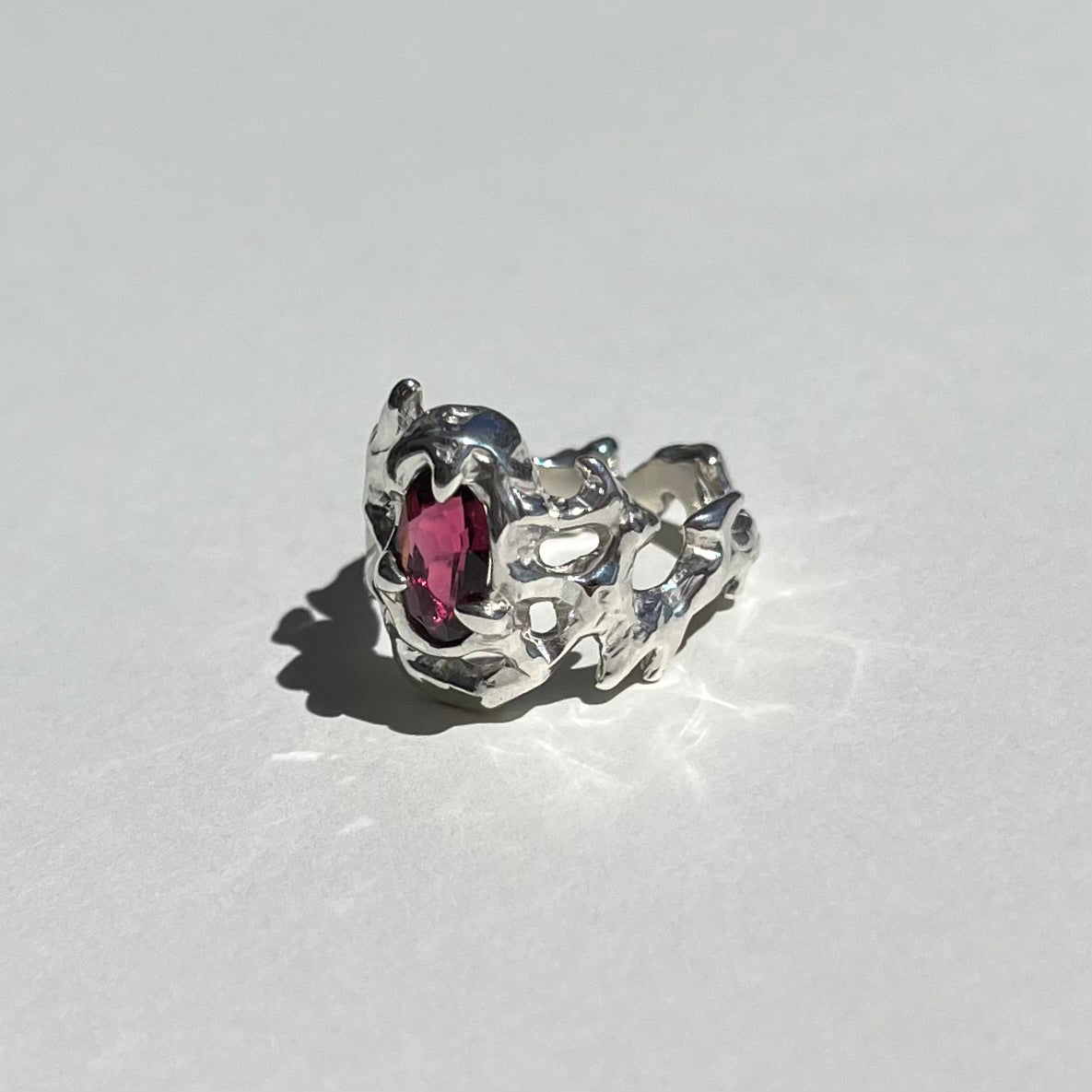 KHAOS sterling silver and pink Tourmaline ring IX