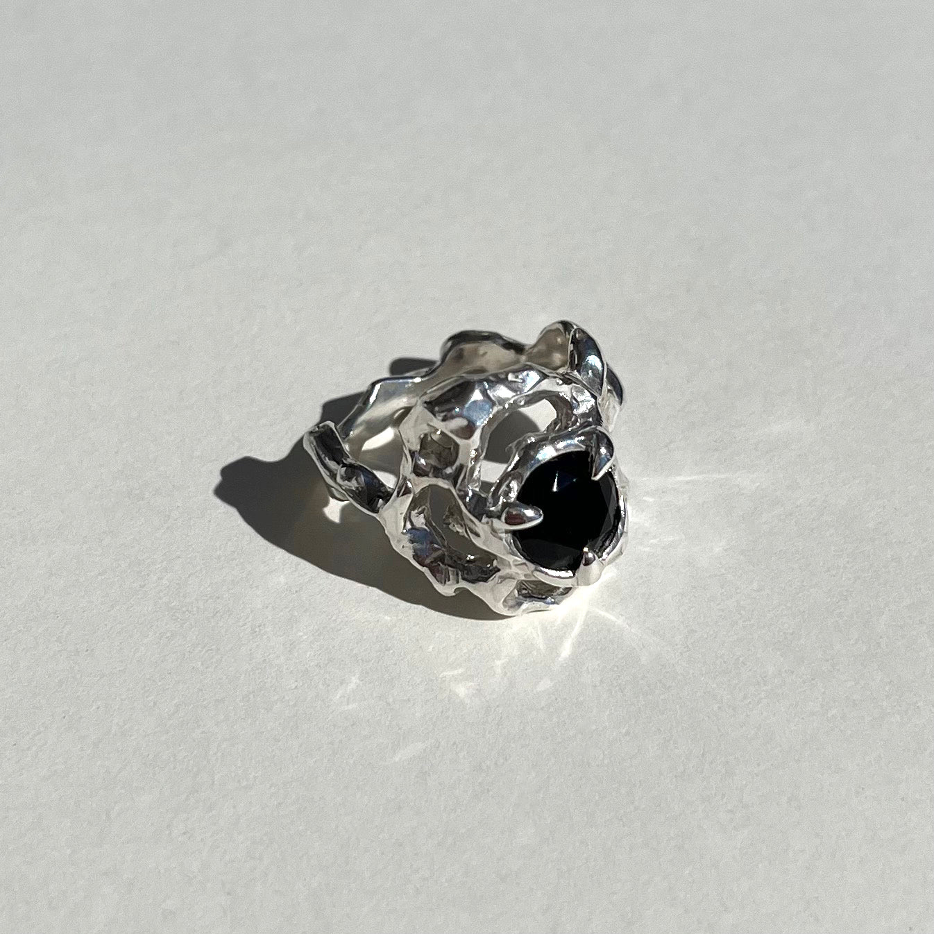  KHAOS sterling silver and round Onyx ring VII