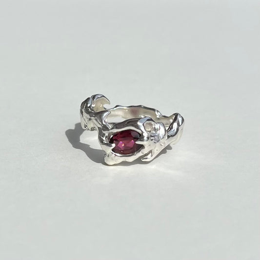 Mini KHAOS sterling silver and pink Tourmaline ring IV