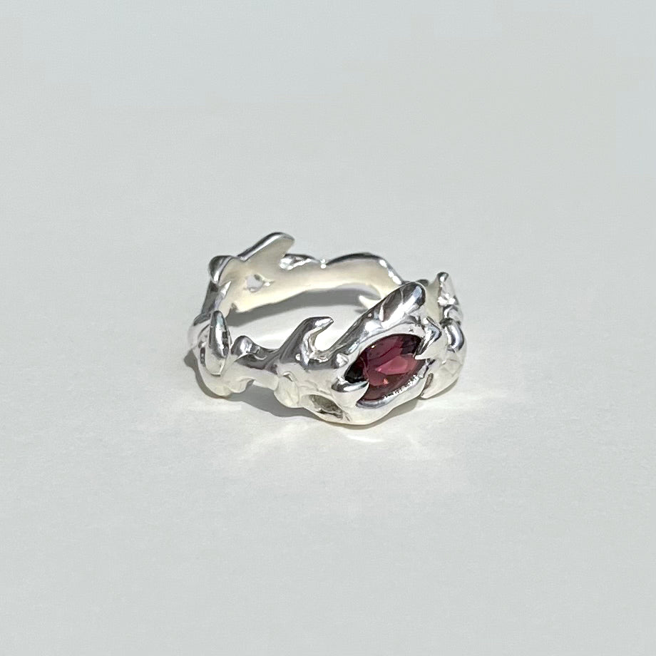 Mini KHAOS sterling silver and pink Tourmaline ring IV