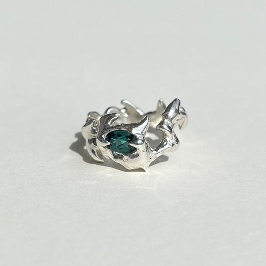 Mini KHAOS sterling silver and turquoise Tourmaline ring IV