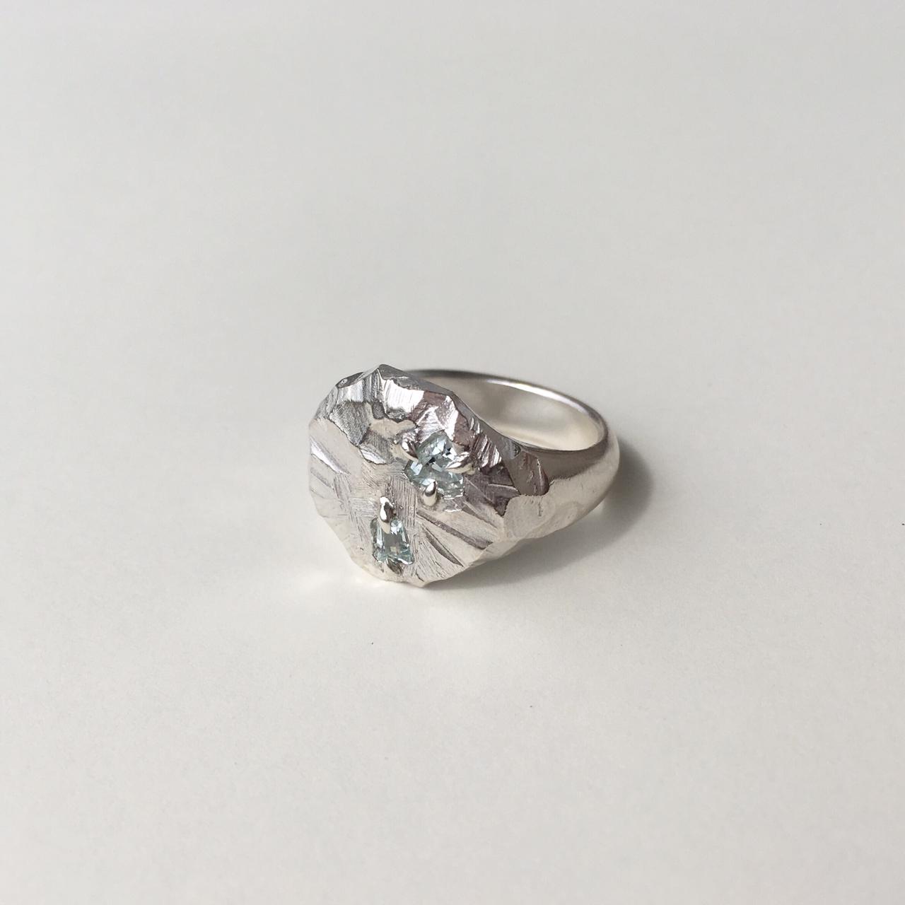 SILEX sterling silver and aquamarines ring II