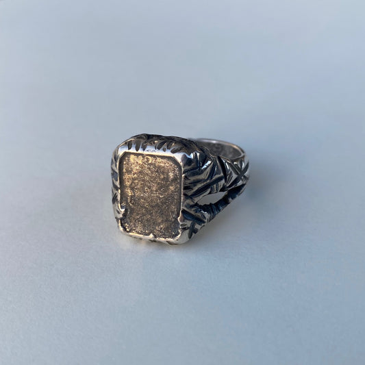 TEKTITE patinated sterling silver ring VI